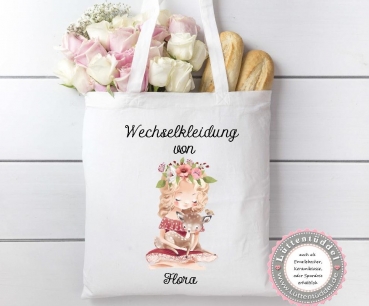 Mädchen Reh Tasche Wechselwäsche Wechselkleidung (personalisiert) für Kindergarten Wunschname KITA Kindergarten Einschulung Lüttentüddel®